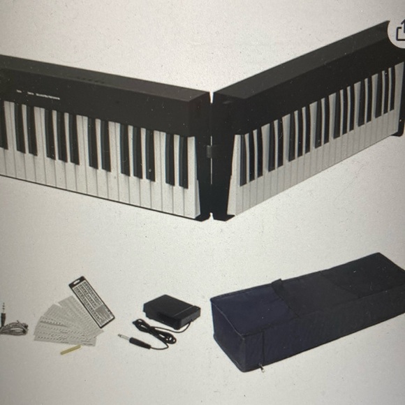 Foldable Black and White Electronic Keyboard with Accessories